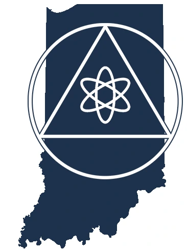 Map of Indiana with Agnostic AA logo over it