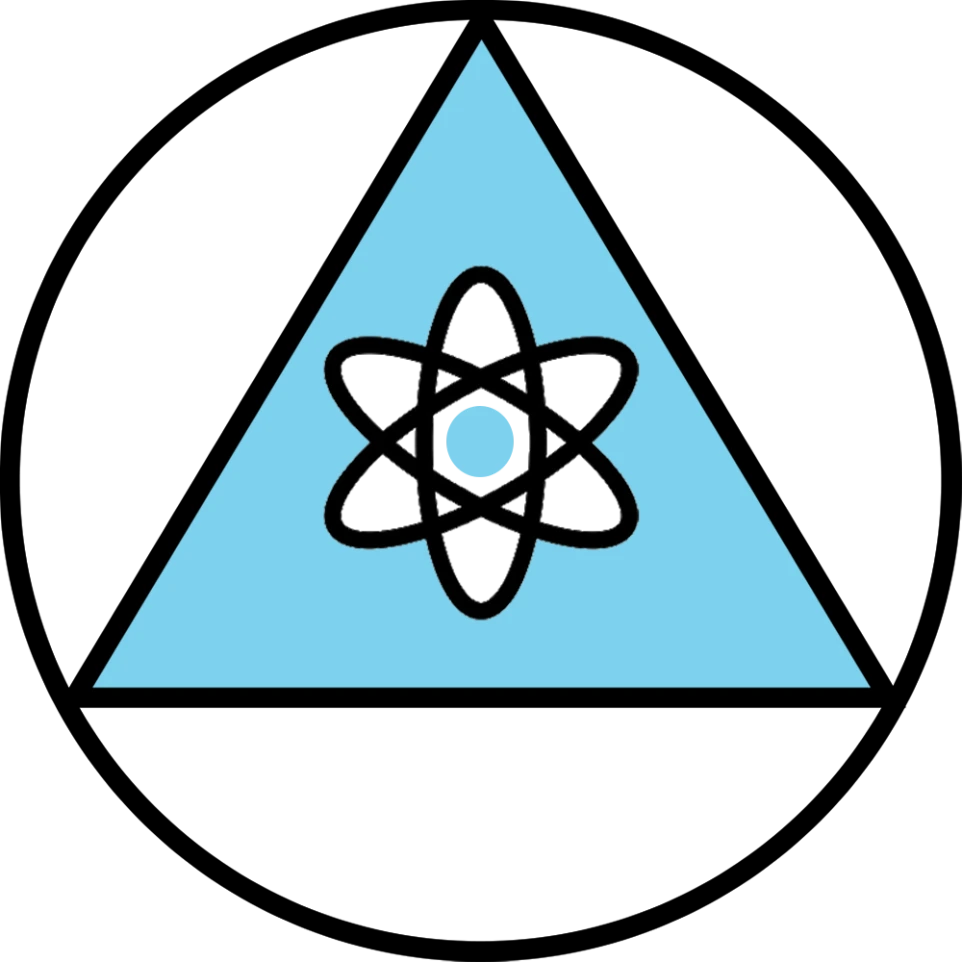 AgnosticAA.org logo Circle with a triangle in it. Inside the triangle is an atomic symbol